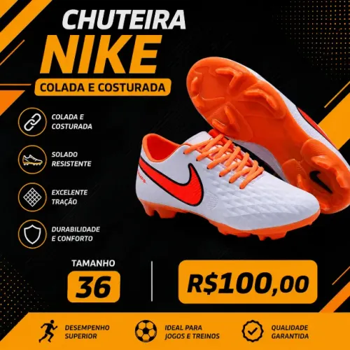 CHUTEIRA NIKE, NOVA, COLADA E COSTURADA