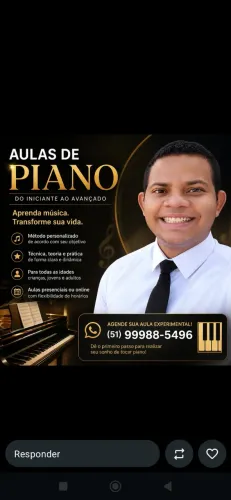Você dá aulas de música com dedicação porque acredita que ensinar é mais do que transmitir