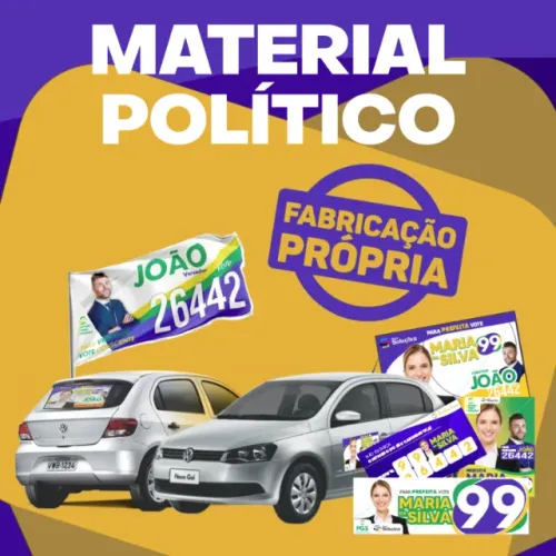 Material Político 2026 - Santinhos, adesivos, bandeiras e muito mais!