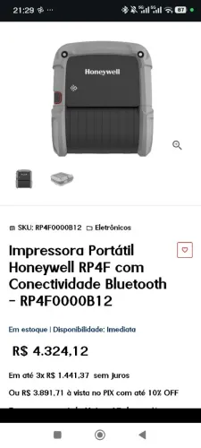 Impressora Portátil Honeywell