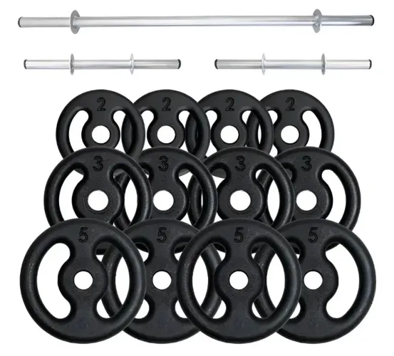 Kit musculação 40kg com barras e presilhas