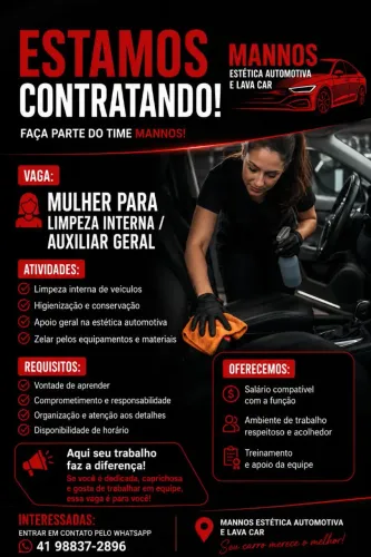 Contrata-se Mulher para lava car