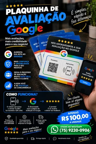 plaquinha de avaliação do Google 