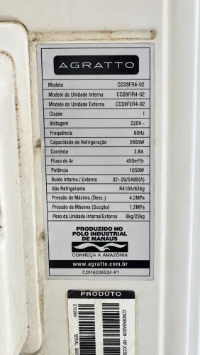 Ar-condicionado Agratto 9.000 BTUs, 220V, Frio