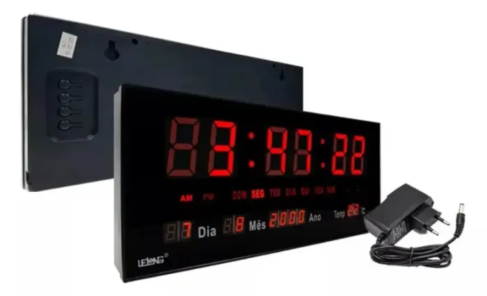 Relógio De Parede Led Digital Grande Termometro Recepção 36cm