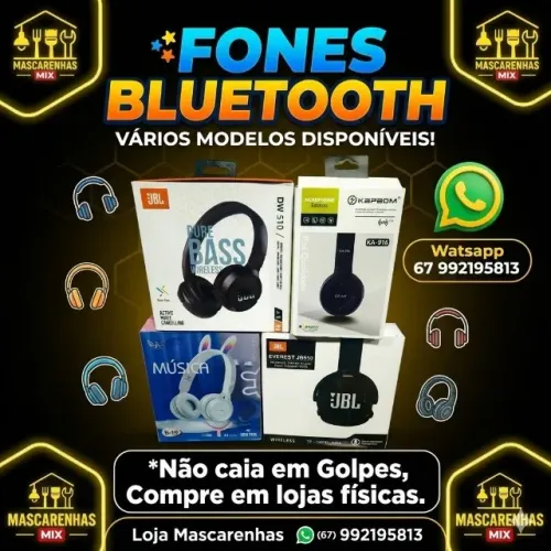 Fones de Ouvido Bluetooth Vários Modelos Disponíveis Cod: 0191