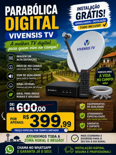 ? Parabólica Digital Vivensis TV - R$ 399,99 | Instalação Grátis
