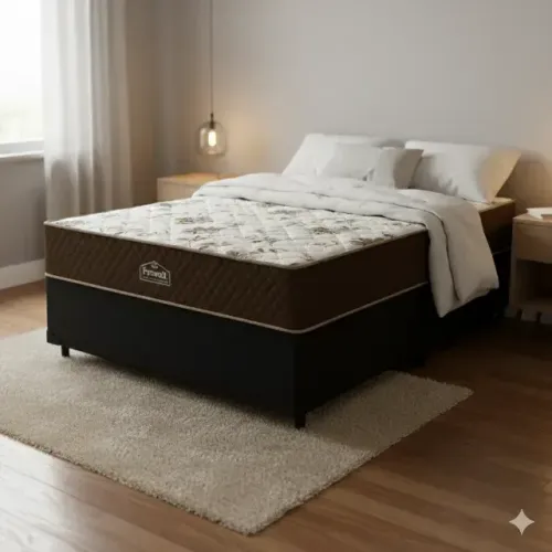 Cama Box Casal Espuma D33 1,38m - Colchão Dupla Face Matelassê