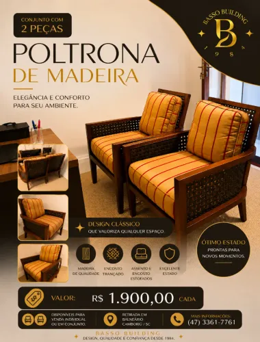 Conjunto de Poltronas em Madeira