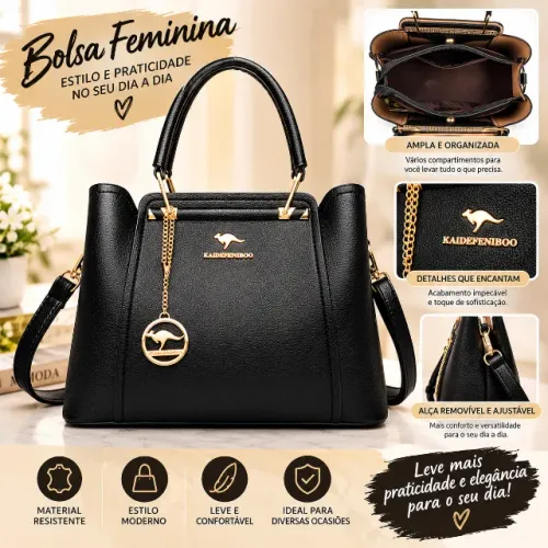 Bolsa De Luxo Feminina Designer 3 Camadas Ombro Senhoras Cor Preta