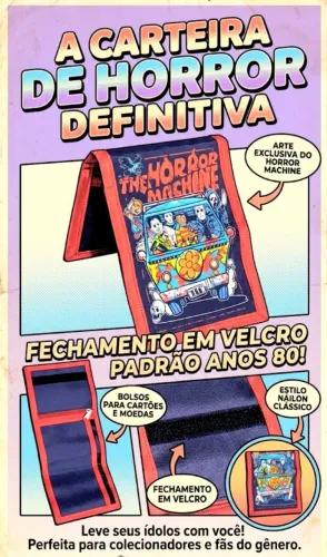 Carteira Movie terror com velcro tema anos 80 e 90 op fico retro vintage surf skate