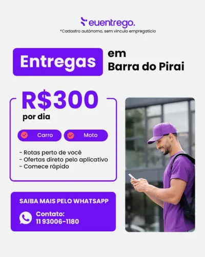 Precisa-se de entregado em Barra do Piraí - RJ