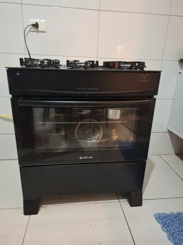 Fogão Atlas Mônaco Top Glass 4 Bocas Preto - Ótimo Estado