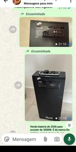 Bateria scooter eletrica 25ah , 3000W, carregador vai junto 