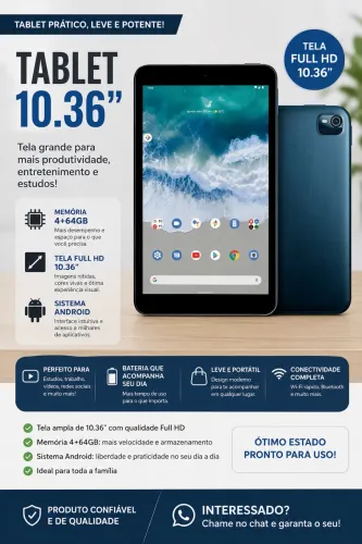 ? Tablet 10.36? Full HD - 4GB RAM + 64GB de Armazenamento | Excelente Estado