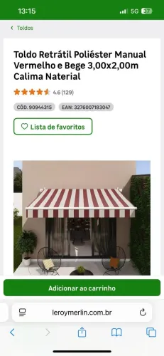 Toldo retrátil