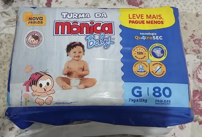 Fraldas Mônica G,80 unidades