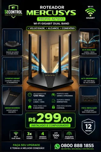 Roteador Wi-Fi gigabite /. Instalação grátis