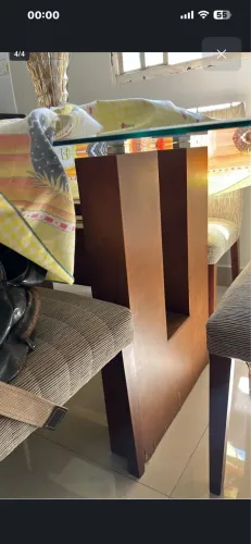 MESA DE VIDRO 6 LUGARES