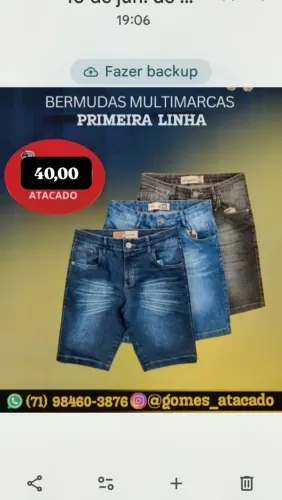 Bermuda jeans atacado mínimo 6 peças 