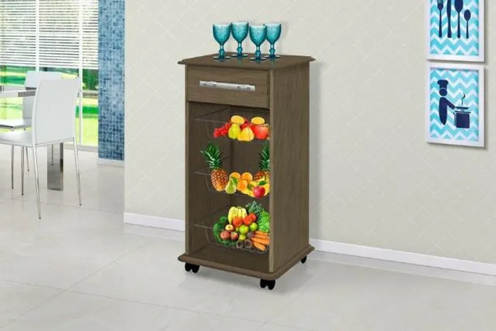 Maravilhoso Balcao com Fruteira Atenas rodízios = Frete + Montagem Grátis !