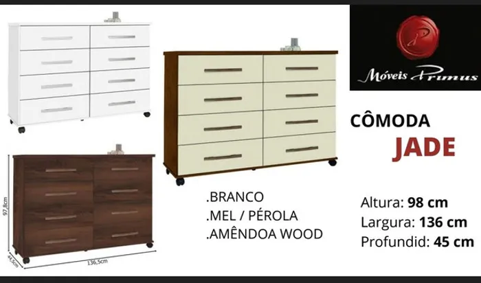 Cômoda 8 gavetas e rodinhas nova