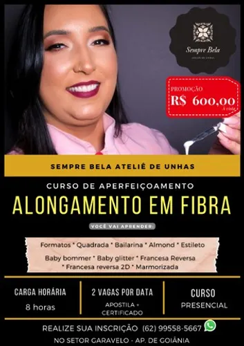 Curso - Presencial - Alongamento em Fibra - Aperfeiçoamento - Sempre Bela Ateliê de Unhas