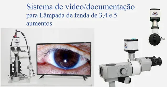 Sistema de vídeo para lâmpada de fenda tipo Zeiss e tipo Zeiss ou, 3, 4 e 5