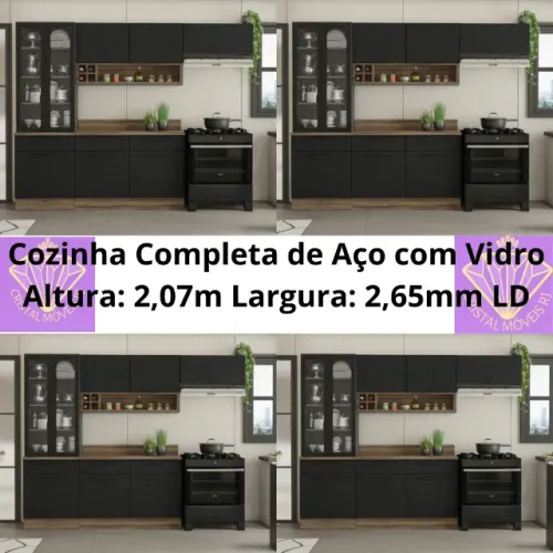 Cozinha Completa de Aço com Vidro LD