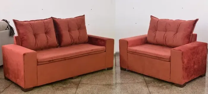 Conjunto Sofá 3x2 Lugares Almofadas Encosto Soltas. São Produtos Novos Direto da Fábrica.