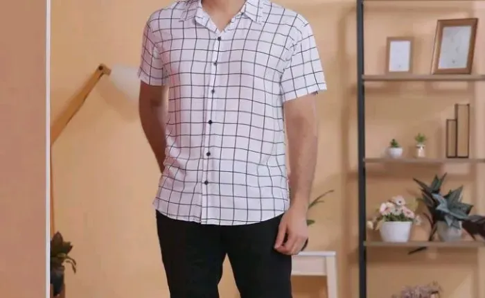 Camisa viscose branca listrada P