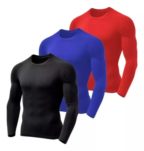 Kit 03 Camisas Segunda Pele Termica Proteção Solar Dry Fit Uv 50+