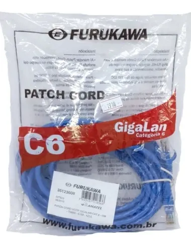 Cabo de rede (Patch Cord) Furukawa Gigalan CAT.6 U/UTP Azul - 6 metros