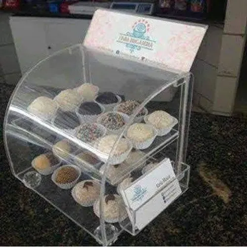 Expositor de acrílico vitrine para Brownie, Brigadeiros e Doces