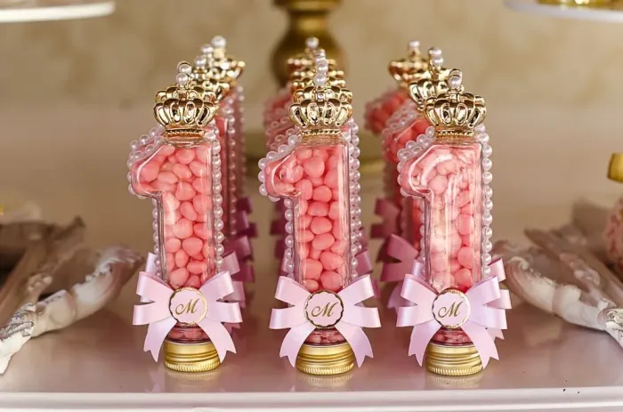 10 unidades de Porta-Guloseimas Decorativo em Formato de Número 1 - Festa Princesa
