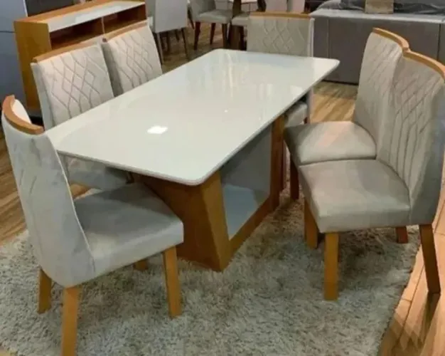 Mesa de jantar 100%MDF NORTON 6 cadeiras 