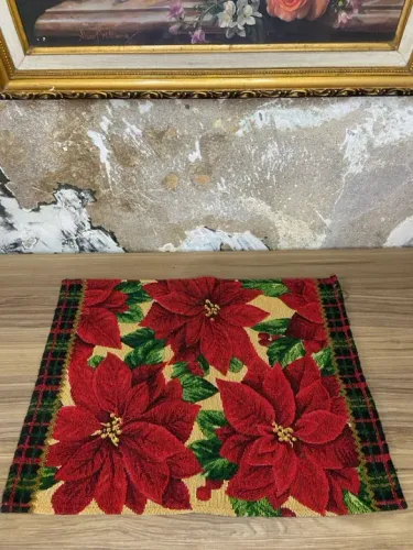 Antigo Conjunto de Tapeçaria Italiana 3 peças | Santini Christmas | Natalina Floral