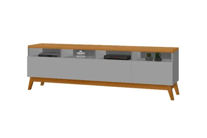 RACK ZURIK 2.20m PARA TV ATÉ 75'' POL RETRÔ 3 PTS = ENTREGA + MONTAGEM GRÁTIS!