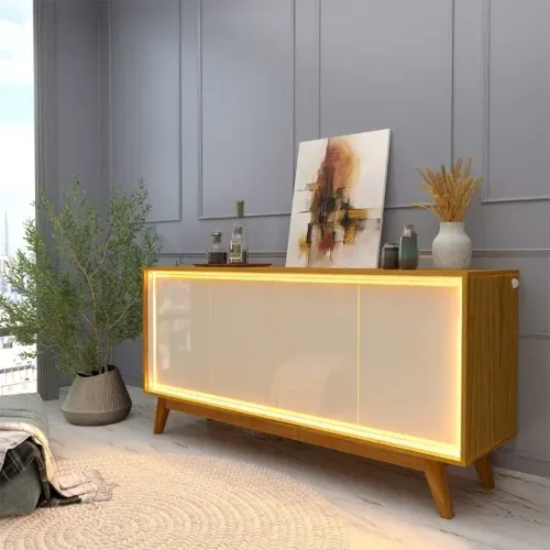*Buffet Requinte 1,60cm  4P com Pés de Madeira e Neon na Pronta Entrega.