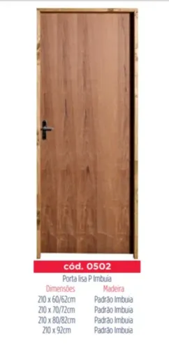 Porta Lisa Padrão Imbuia 210X62/72/82 - Bat. Misto 11 cm C/ Fech. Interna Cromada