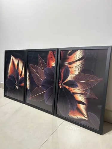 Quadros Decorativos Folhas Abstratas 60x40 com Vidro