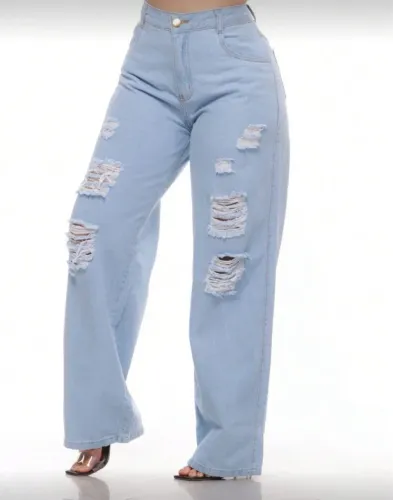 calça larga clara