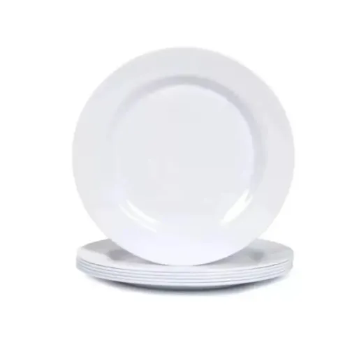 Kit Jogo 20 Pratos Branco de Melamina<br>25cm Buffet Hotel Raso