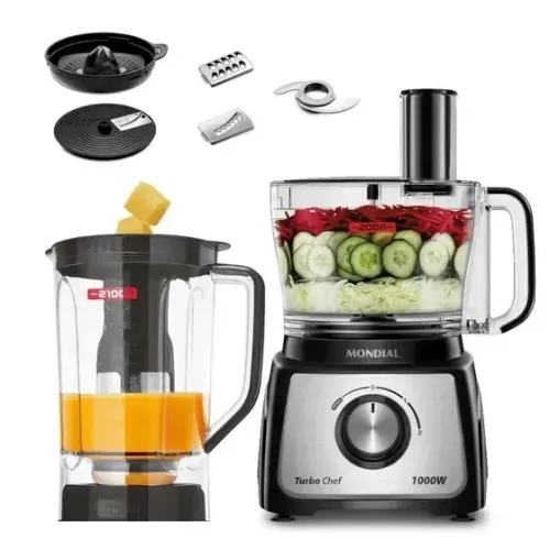 Multiprocessador de Alimentos Mondial Preto - Turbo Chef MPN-01-BE 7 Funções