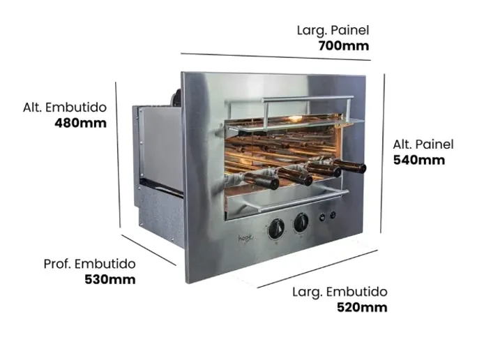 Churrasqueira a gás de embutir Roast Premium 04 Hope Gourmet