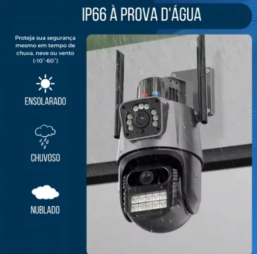Câmera Wi-fi 4k 6mp Tela Dupla Visão Noturna Luz sirene