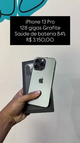 iPhone 13 Pro  / 128GB / Grafite  / Saúde de bateria 84% / R$ 3.150,00 