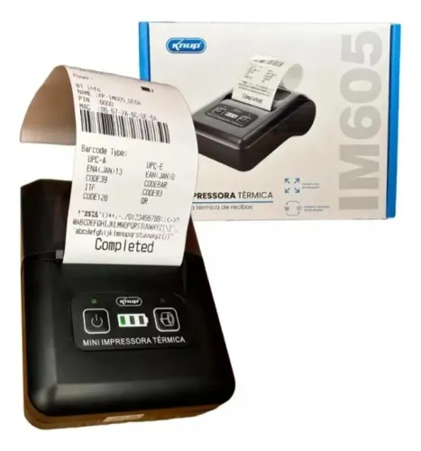 Mini Impressora Térmica Knup KP-IM605 - Portátil, com Bateria, para Recibos