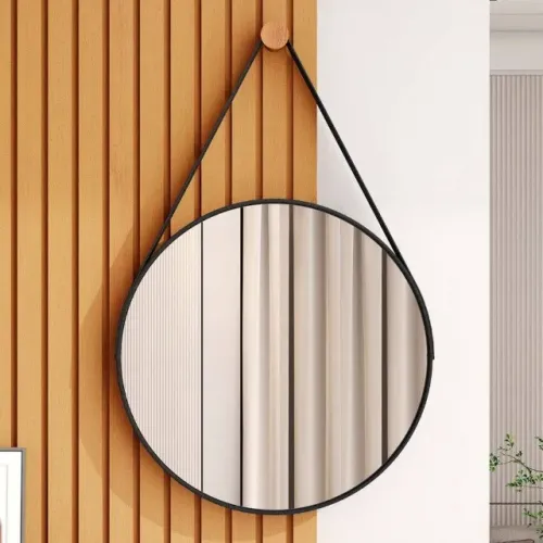 Espelho de Parede Redondo com Alça Decorativo