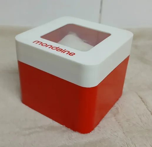 Caixa de Relógio Mondaine Antiga Vermelho e Branco<br>